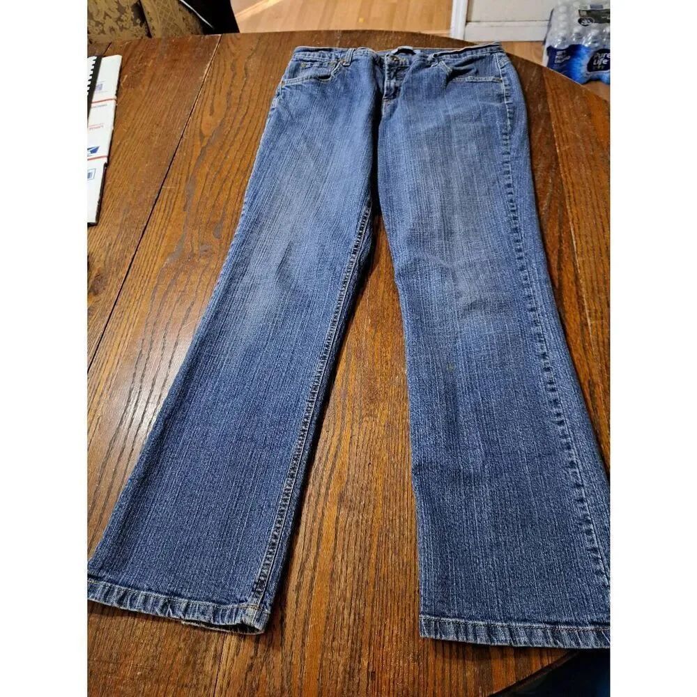 Size 12 Kim Rogers Mid Rise Denim Blue Jeans with Pockets and Belt Loops